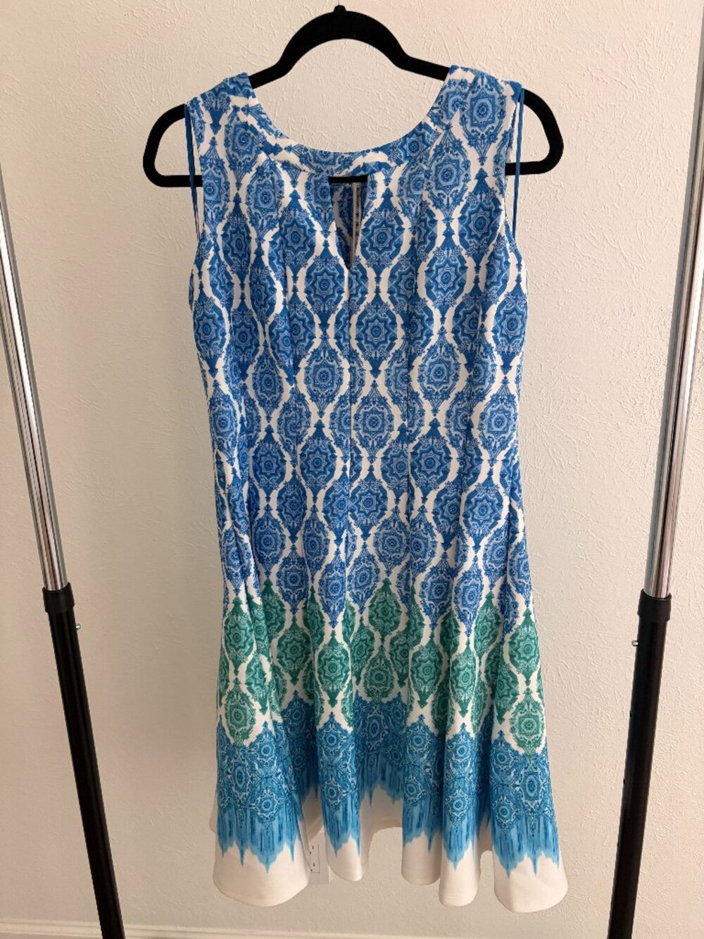 Danny & Nicole Preppy A Line Blue and Green Dress